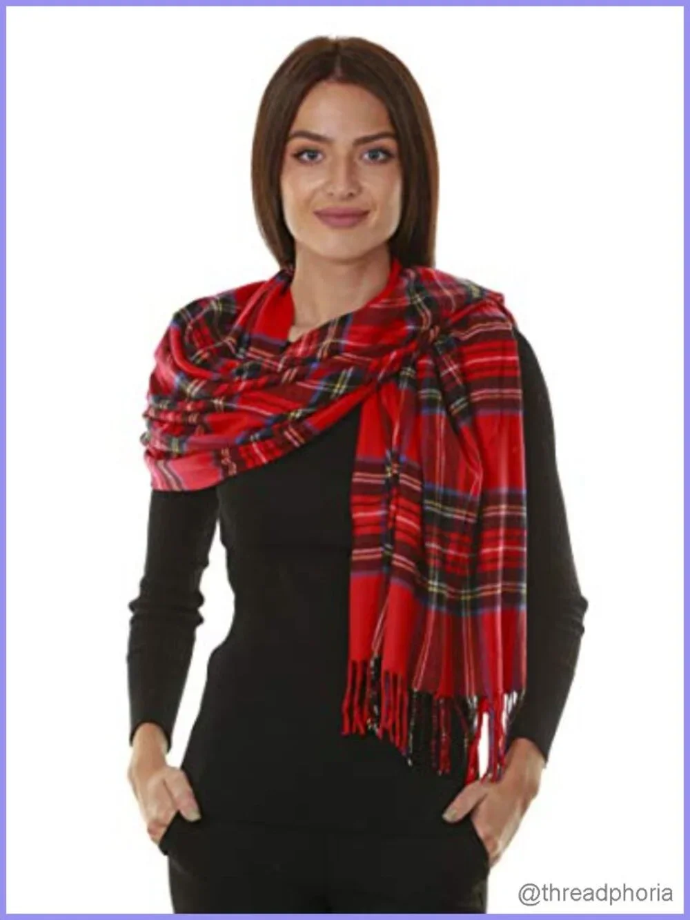 Large Tartan Checked Cashmere Feel Shawl Blanket Scarf 80